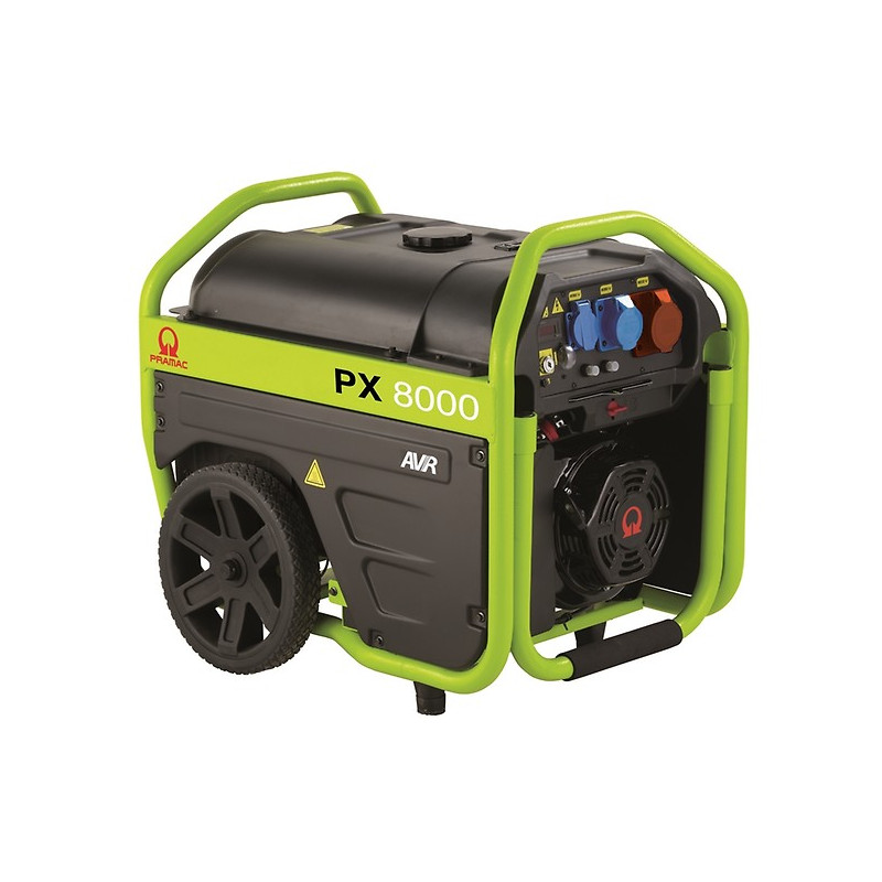 Groupe portable avec kit brouette AVR TRIPHASEE PX8000 - PRAMAC - 4,8 Kw démarrage manuel et électrique